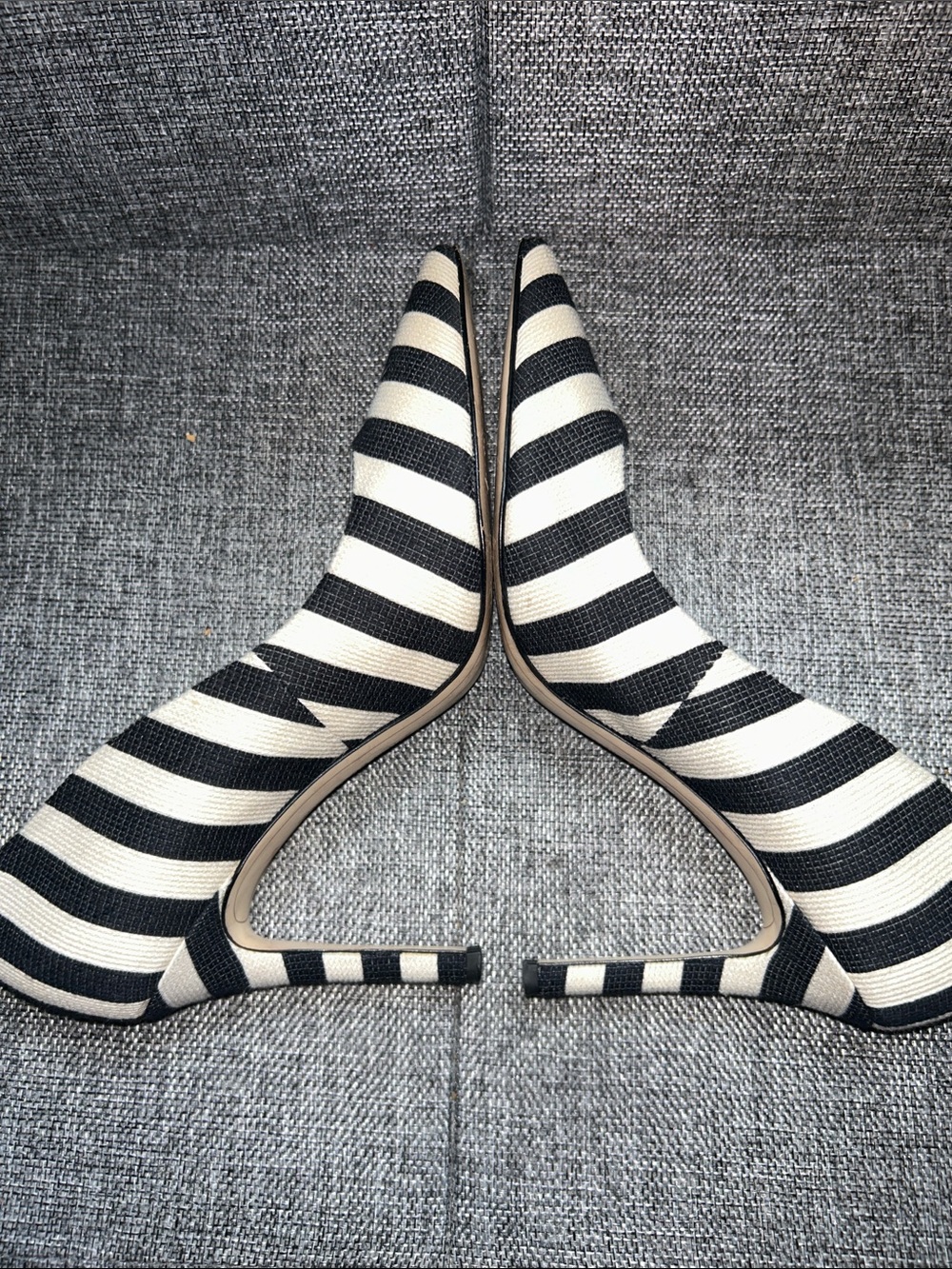 Sam Edelman Black and Cream Striped Pointed Pumps - Picture 6 of 9
